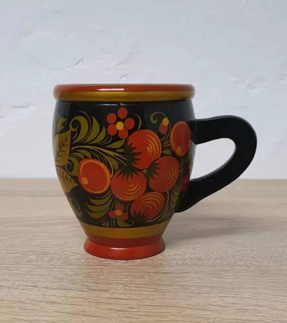 Becher Russische Lackmalerei Khokhloma Sammeltasse Vintage UdSSR