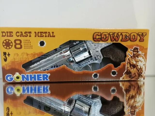 Gonher Diecast Metal 8 Ring Shot Cowboy Gun Revolver