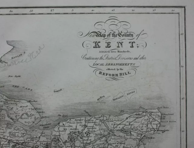 KENT original antique county map, Reform Bill, W. Ebden, J. Duncan, 1838 3