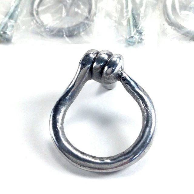 Rustic Ringed Knobs Drawer Loop Pulls 9 Atlas II Homewares Silver Toned NEW