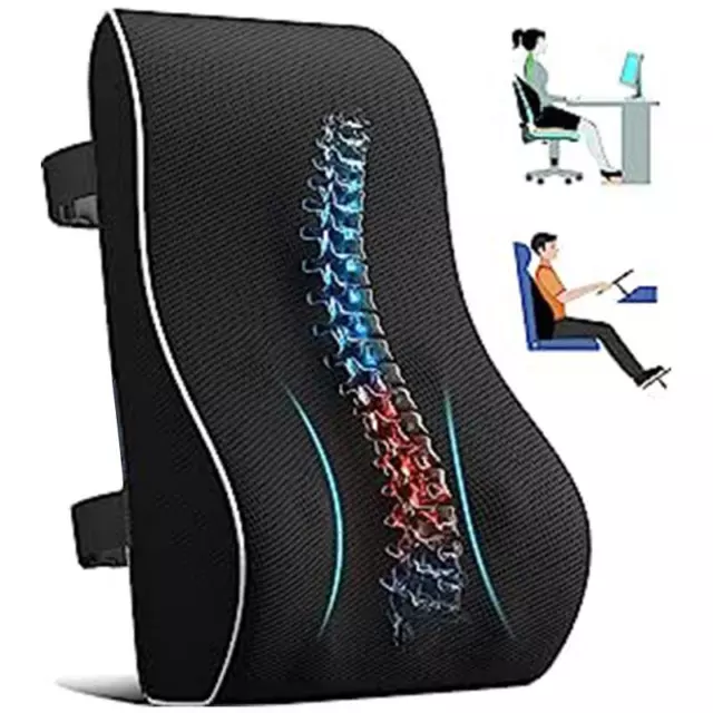 Lumbar Support Pillow Car Home Office Seat Foam Cushion Back Chair Breathable