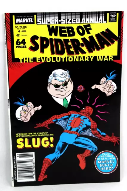 Web of Spider-Man Annual #4 Evolutionary War Slug UPC Newsstand 1988 Marvel VG+