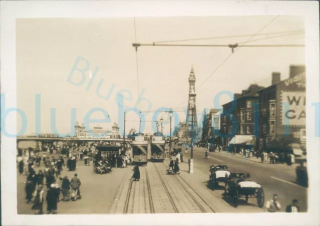 1940s Photo Blackpool Central, Tower and crowds From top of tram 3.25x2.25"