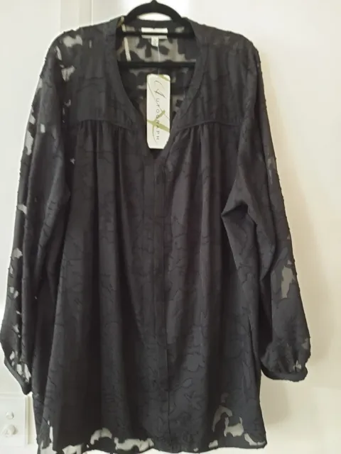 BNWT Autograph Womens Black Long Sleeve Sheer Blouse with singlet Plus Size 24