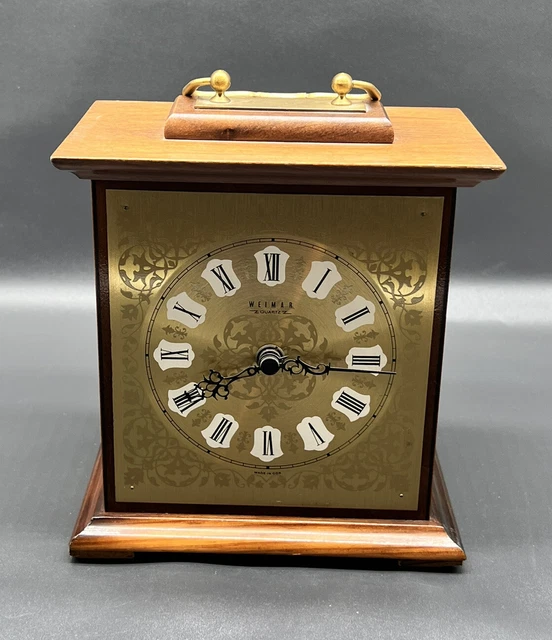 DDR Tischuhr Weimar Kaminuhr Buffetuhr Ostalgie Holz Messing #KA211