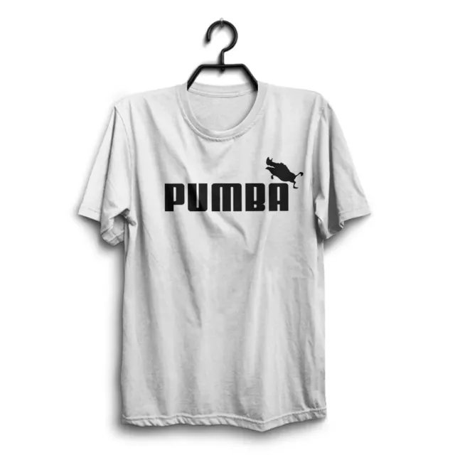 T-shirt bianca Pumba logo PARODIA da uomo divertente compleanno novità scherzo maglietta regalo