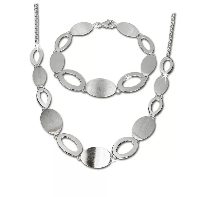 SilberDream Collier & Armband matt Grazie Silber Schmuck Set für Damen SDS408