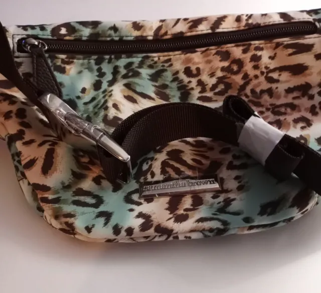 Samantha Brown Travel Quilted Hip Bag Fanny Pack w Pouch blue brown leopard New 3