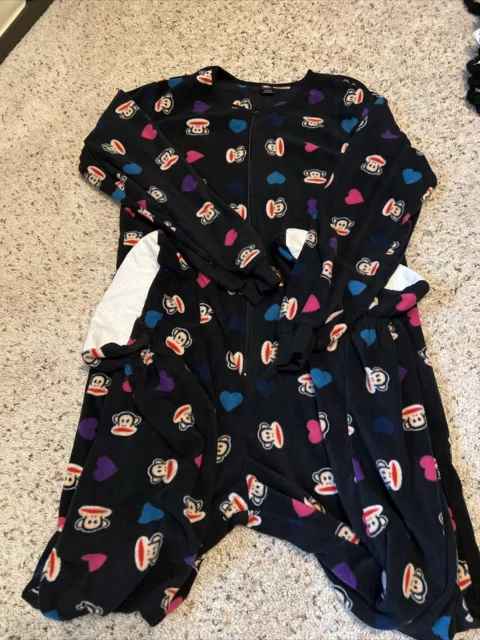 Black PAUL FRANK Baby MONKEY Adult FOOTED Fleece Pajamas Large One Piece