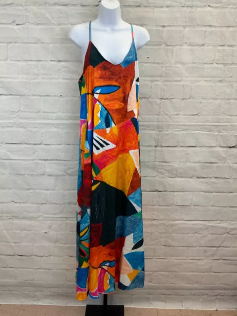 Nicole Miller Abstract Maxi Dress, Womens Size Large, Multi NEW MSRP $150