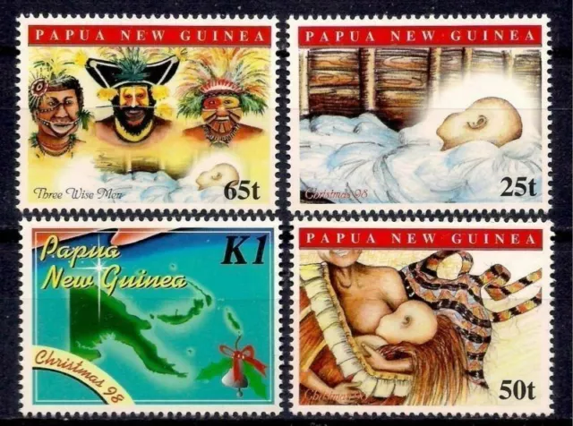 Papua Guinea 1998 Christmas Maps Folklore Masks Art 4v set MNH