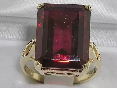 Solid 9ct Gold 16x12mm Octagon Cut Lab Created Ruby Cocktail Ring