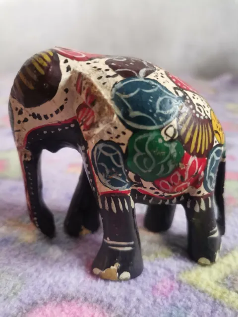 Wood Elephant Sculpture Statue Handmade Carved Wooden Figurine Lucky Statue Home