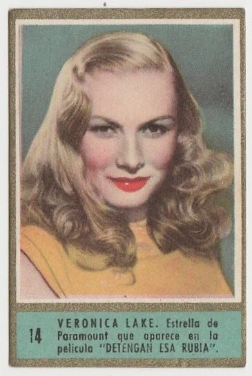 Veronica Lake 1952 Fernando Fuentes Tobacco Card #14 Fedora Film Star E5