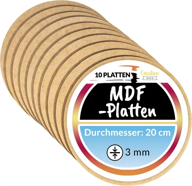 Creative Deco 10 Placas Redondas de MDF | Diámetro 30/20 cm | Placas Delgadas de Madera