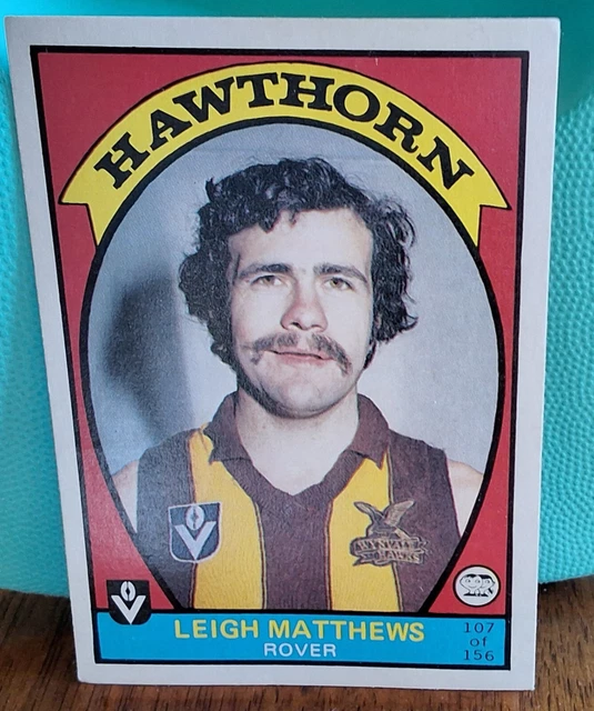 Carte Sportive Vintage 1978 - Leigh Matthews (Hawthorn Hawks) - Scanlens VFL - Notée CGA 3 - Rare !