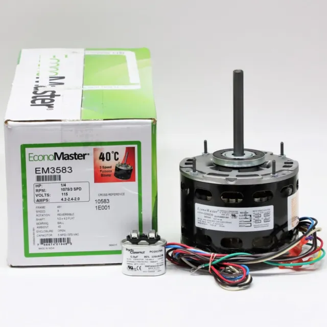 HVAC Blower Fan Motor 1/4 HP 1075 RPM 115 Volts for Fasco D721 with Capacitor