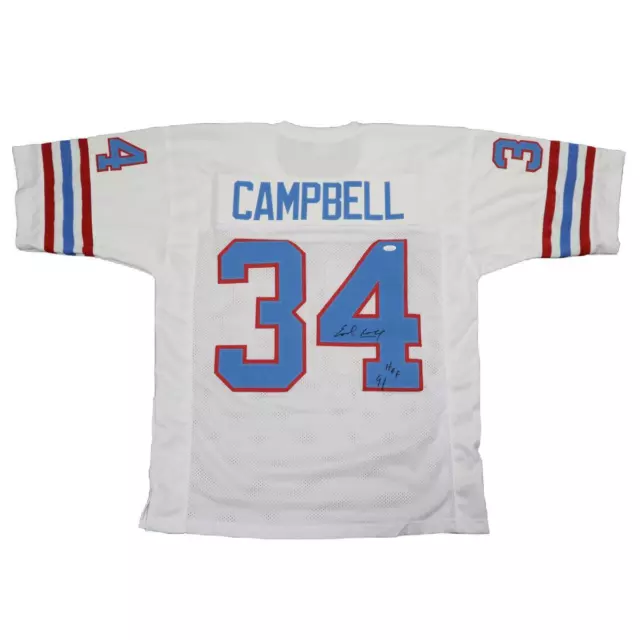 Houston Oilers Earl Campbell Autographed Blue Jersey HOF 91 JSA #J89484