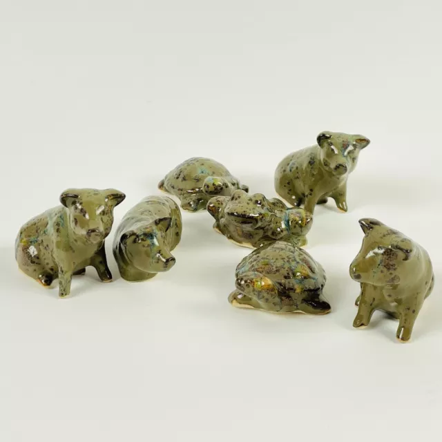 Animal Figurines Miniature Pigs Turtles Frogs - LOT of 7 - Porcelain / Ceramic