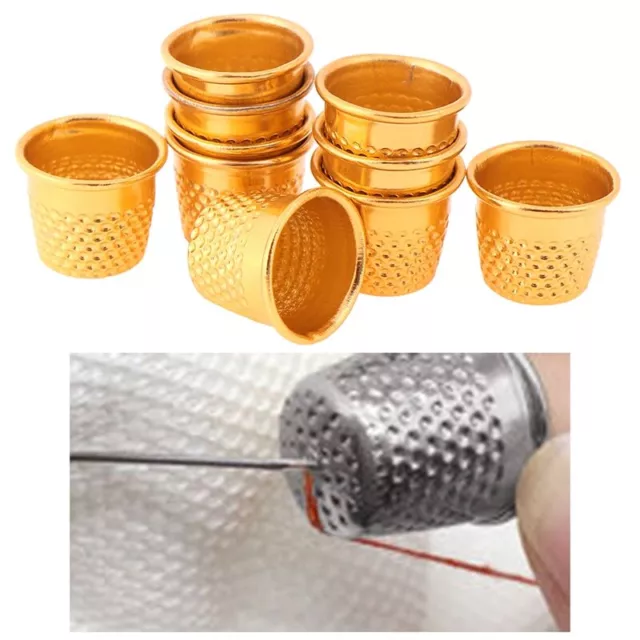10Pcs Gold Finger Thimble Sewing Grip Finger Metal Shield  Pin Needl Protector