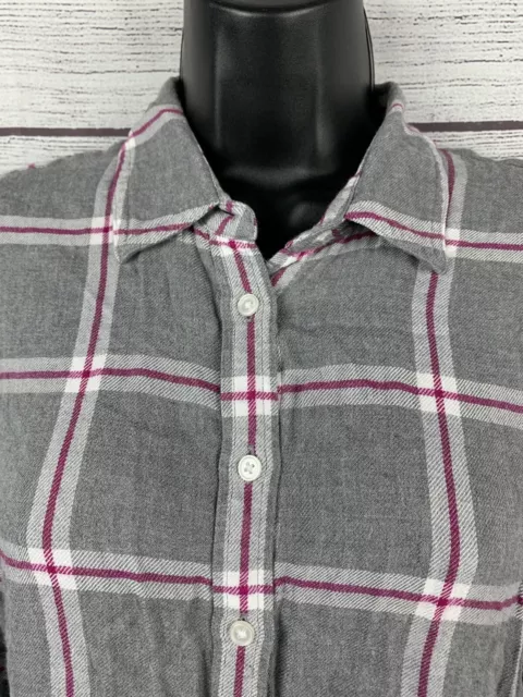 Banana Republic Flannel Shirt Womens Small Dillon Classic Fit Plaid Long Sleeve 2