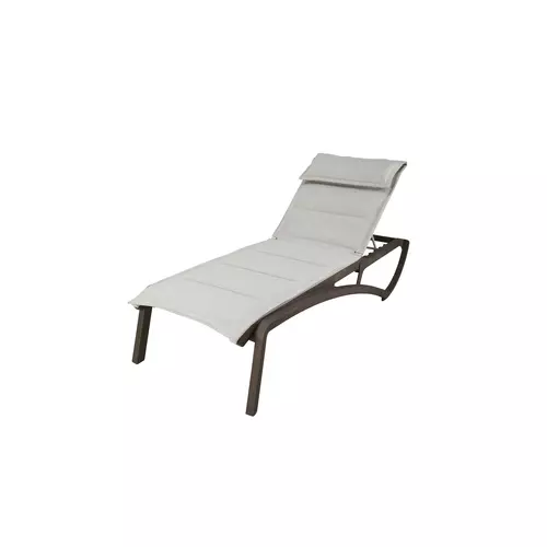 Grosfillex UT570599 Sunset Beige Fabric Outdoor Stacking Chaise Lounge - 2 Each