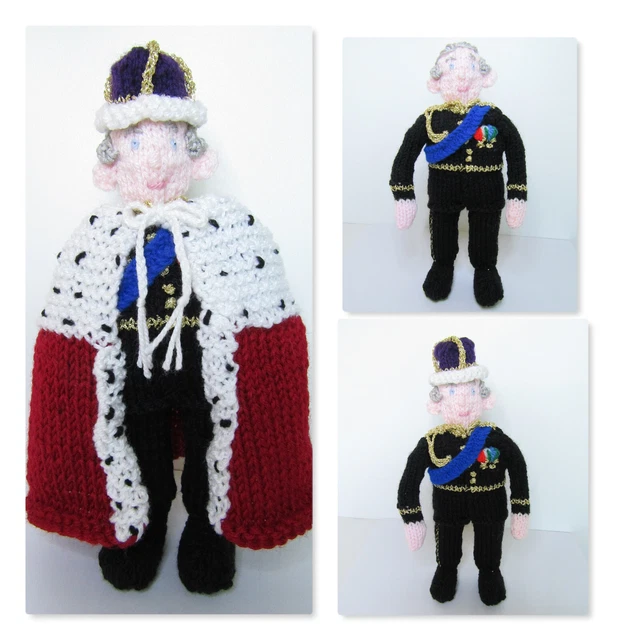 KNITTING PATTERN ONLY King Charles III Doll in Robe & Crown Royal