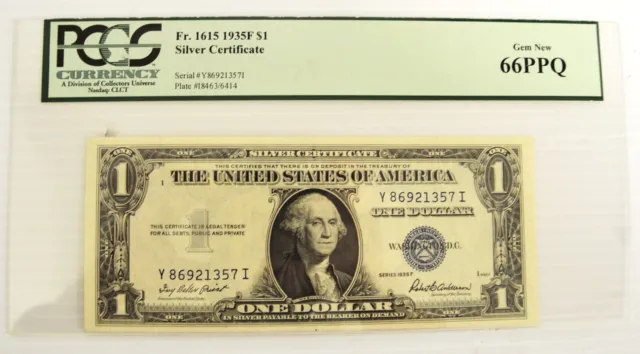 Pcgs Ppq Graded 66, 1935 F $1 Silver Certificate (Gem New)