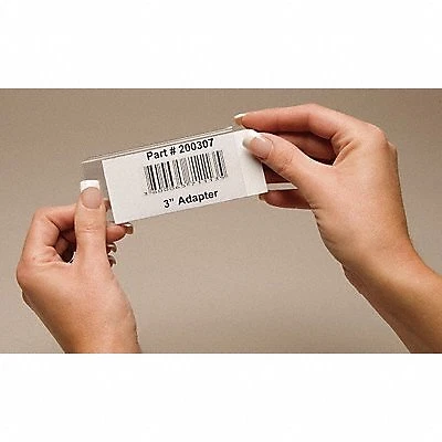Label Holder: 3 in x 1 1/4 in, Clear, Slide-In, 25 Label Holders, Snap-On, PVC,