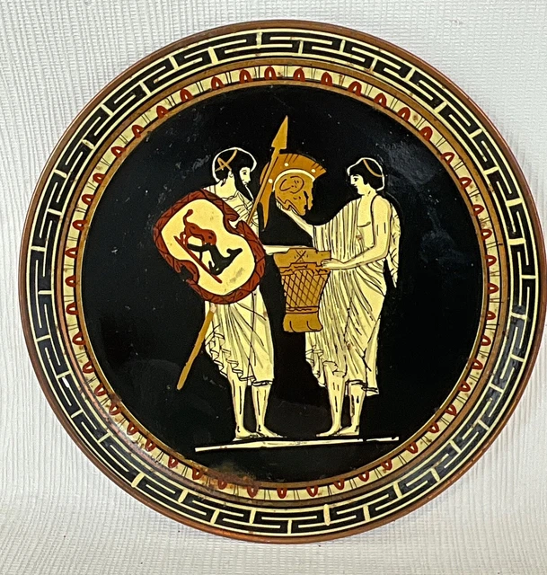 Assiette Plateau Grec Ancien Cuivre Gravé – XIX-XXe – Oiseau Symbole Liberté