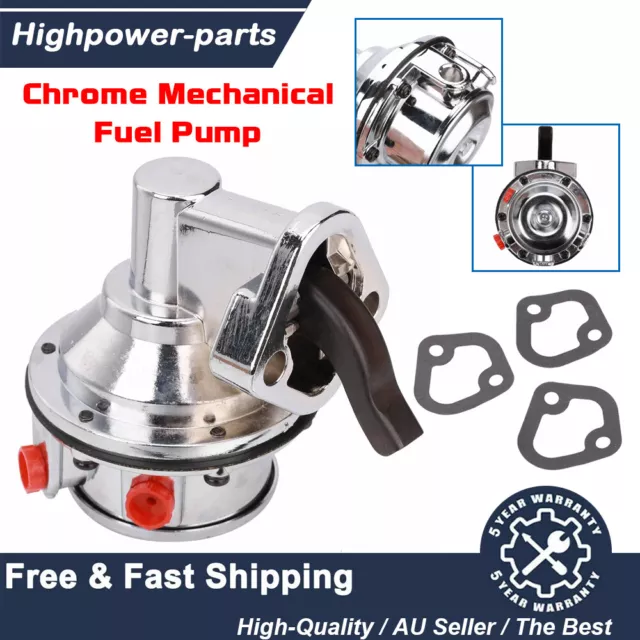 Chrome Mechanical Fuel Pump 80 GPH 6 PSI NEW For Small Block Chevy 350 400 V8 AU