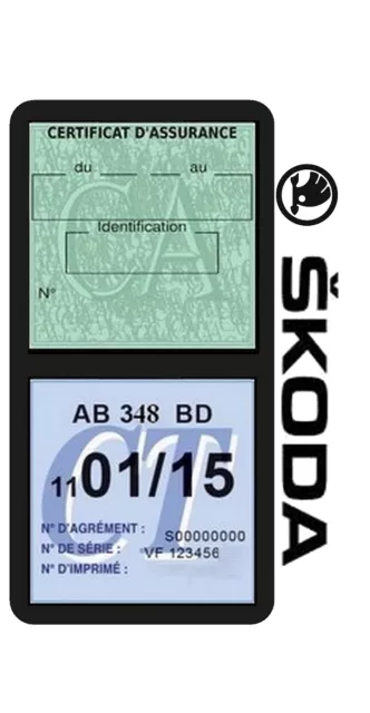 SKODA VD60 étui 2 pochette vignette assurance Assurdhésifs® Stickers auto retro