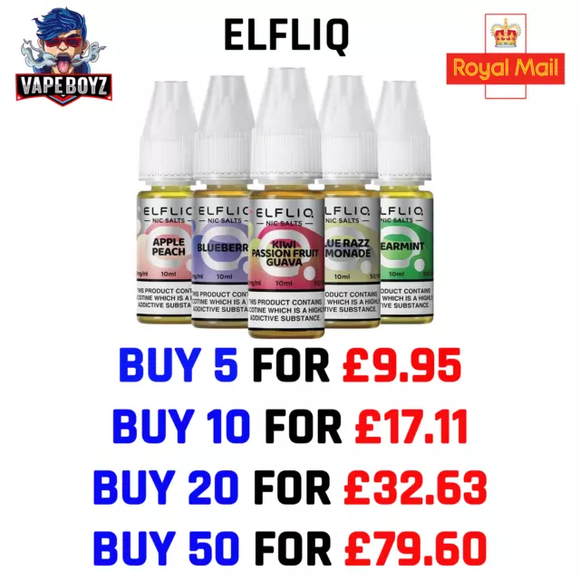 ELFLIQ by ELF BAR Nic Salt 10ml E Liquid 10mg | 20mg Vape Juice 50/50 VG/PG