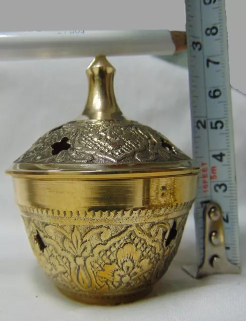Burner Incense Charcoal Brass metal Bowl W Small Pot Cones Cones Censer Cone 3