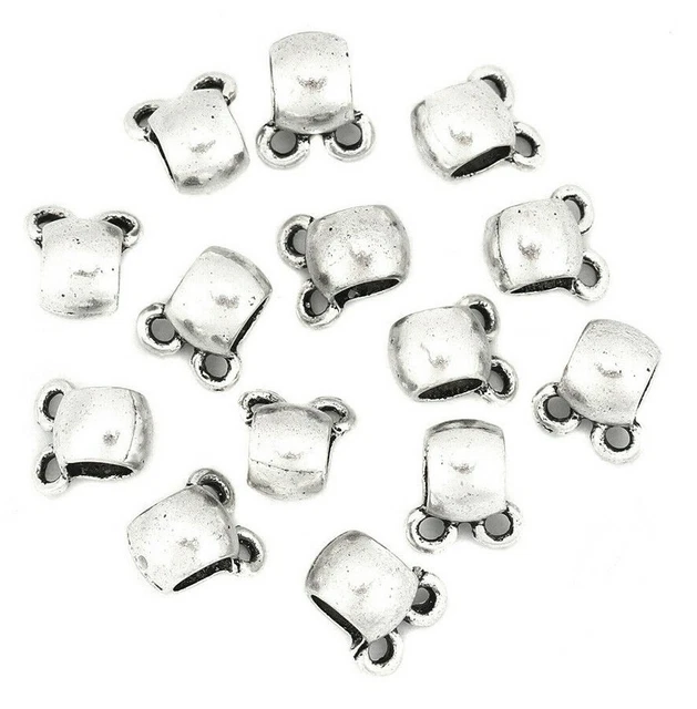 Metallperle mit 2 Ösen für Anhänger, Charmträger, Großloch 3,9mm, silber 5Stück