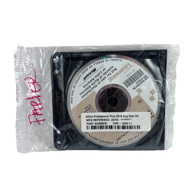 MICROSOFT OFFICE PROFESSIONAL Plus 2010 With Product Key Unused New ...