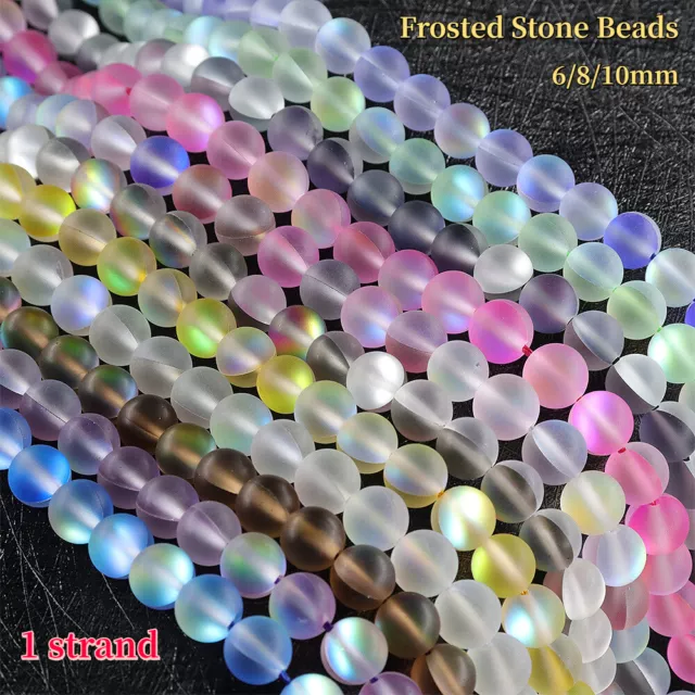 1 Strand Givré Pierre Perles Lustrant Rond pour DIY Bracelet Loisirs 6/8/10mm 2