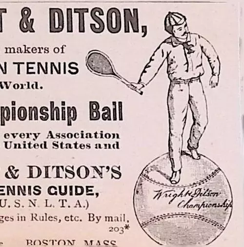Wright & Ditson Tennis Balls Guide Boston MA Original 1890s Print Ad 2.5x3.5"