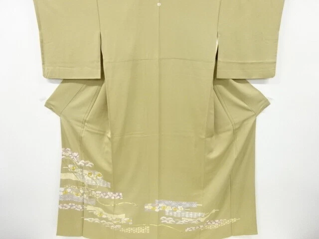 6636614: Japanese Kimono / Vintage Tomesode / Embroidery / Stripe & Kiku