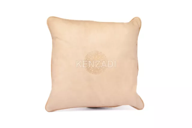 Decorative Moroccan handmade Leather Throw Pillow Covers 16 x 16 In by Kenzadi