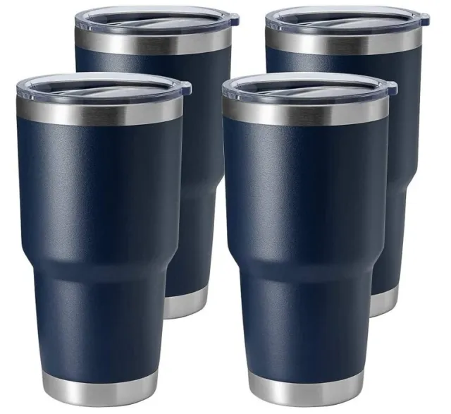 30oz Stainless Steel Tumbler Double Wall Vacuum Insulated Travel Mug Navy 4 Pack