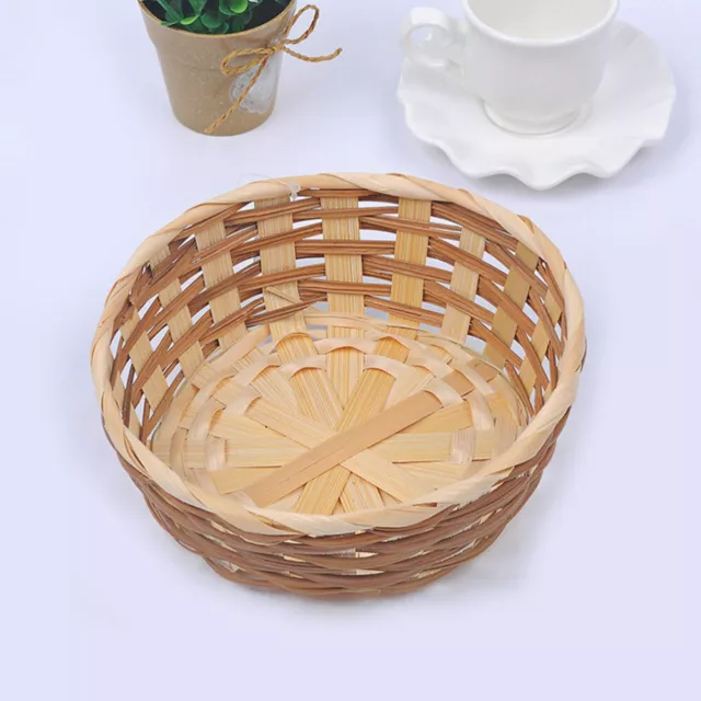 2 piezas cesta tejida de bambú cesta de almacenamiento para cosas pequeñas
