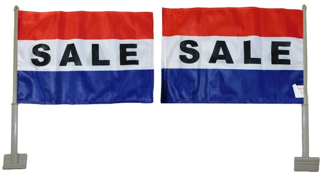 2 Pack Sale Red White Blue 12x18 Double Sided Knitted Nylon Car Flag
