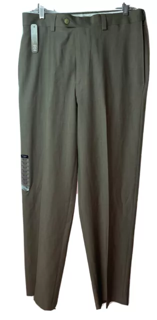 Mens Haggar Repreve Smart Fiber Brown Dress Pants Classic Fit 32 X 32 Khakis New
