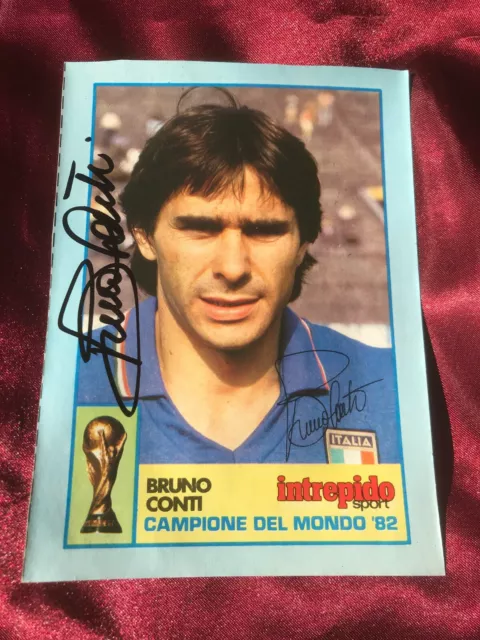 Autografo originale BRUNO CONTI-Italia-Campione del Mondo 1982-Intrepido Sport