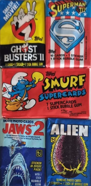 Trading Cards - Mixed Vintage Packs Lot (× 5 Packs) Jaws 2/Alien Etc *New *Rare