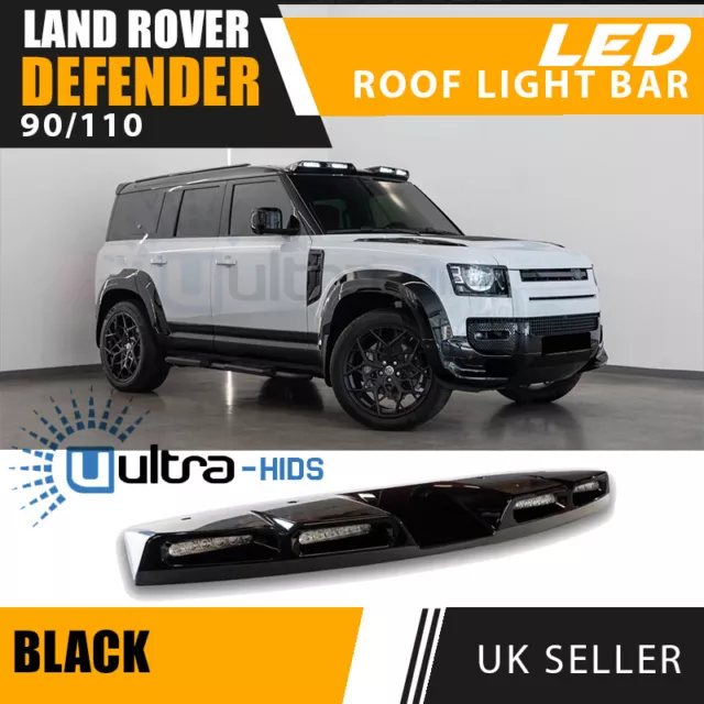 GLOSS BLACK LED Roof Top Light Bar Kit For Land Rover Defender 90