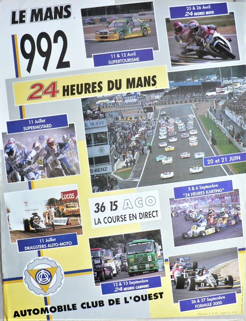 AFFICHE ORIGINALE CIRCUIT Du Mans Calendrier Epreuves 1992 EUR 8,00