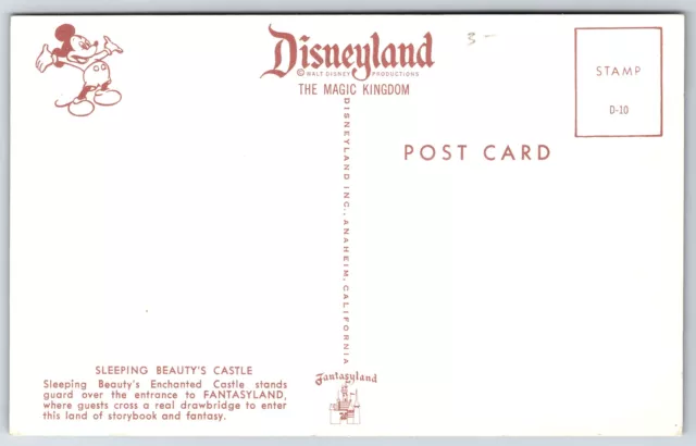 Disneyland The Magic Kingdom~Sleeping Beautys Castle @ Night~Vintage Postcard 2