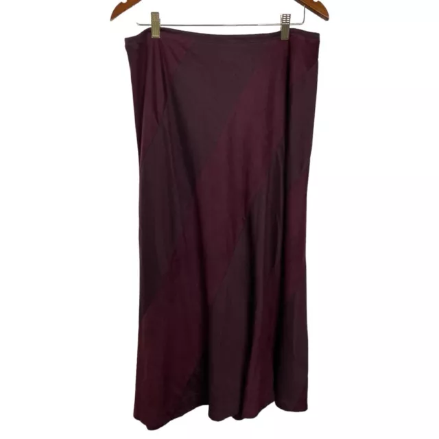 Norton Studio Women's Medium Maxi Skirt Straight Pull On Stretch Maroon Stripe